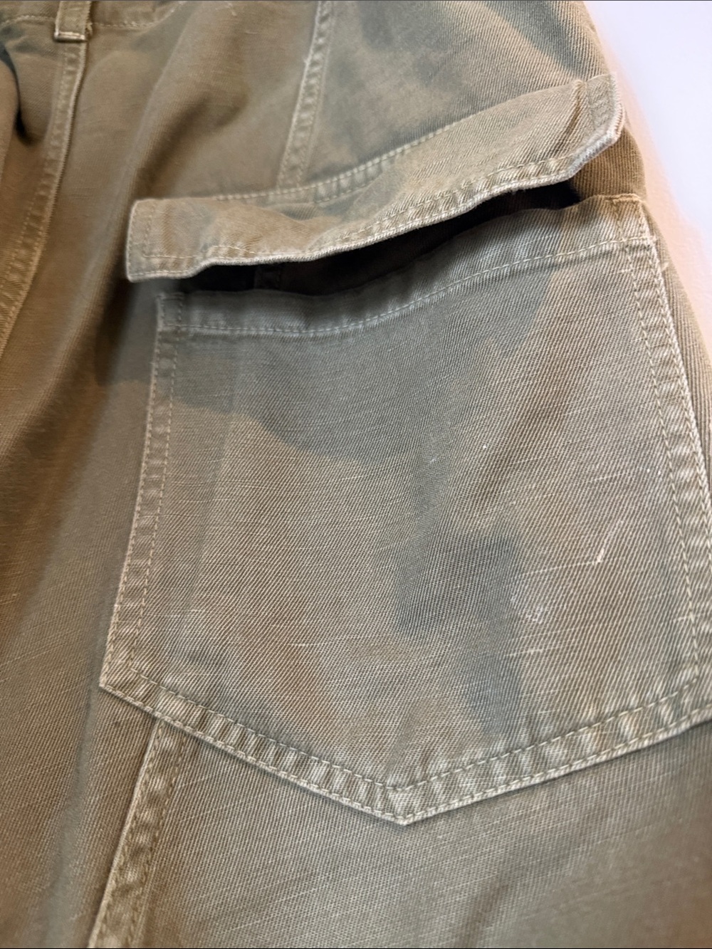 Nili Lotan Olive Green Utility Pants with Orange Stripe - Picture 4 of 7
